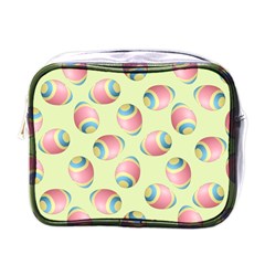 Colorful Easter Eggs Pattern Green Mini Toiletries Bag (one Side) by TetiBright