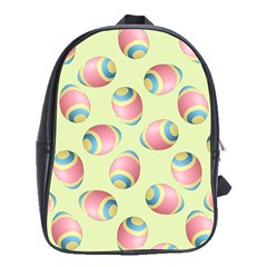 Colorful Easter Eggs Pattern Green School Bag (xl) by TetiBright