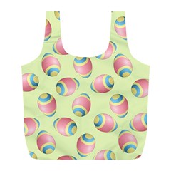 Colorful Easter Eggs Pattern Green Full Print Recycle Bag (l) by TetiBright