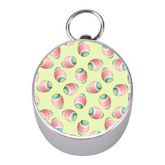 Colorful Easter Eggs Pattern Green Mini Silver Compasses by TetiBright