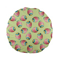 Colorful Easter Eggs Pattern Green Standard 15  Premium Flano Round Cushions by TetiBright