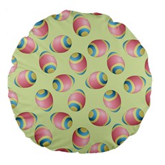 Colorful Easter Eggs Pattern Green Large 18  Premium Flano Round Cushions by TetiBright