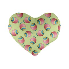 Colorful Easter Eggs Pattern Green Standard 16  Premium Flano Heart Shape Cushions by TetiBright