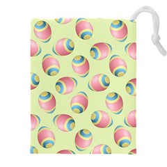 Colorful Easter Eggs Pattern Green Drawstring Pouch (5xl) by TetiBright