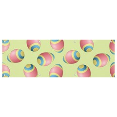 Colorful Easter Eggs Pattern Green Banner And Sign 9  X 3 