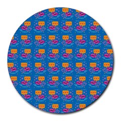 Speak Love Pattern On Blue Round Mousepad by TetiBright