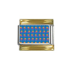 Speak Love Pattern On Blue Gold Trim Italian Charm (9mm)