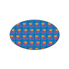 Speak Love Pattern On Blue Sticker Oval (10 Pack) by TetiBright