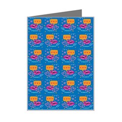 Speak Love Pattern On Blue Mini Greeting Card by TetiBright