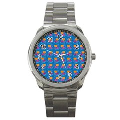 Speak Love Pattern On Blue Sport Metal Watch by TetiBright