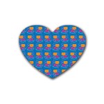 Speak Love Pattern On Blue Rubber Heart Coaster (4 pack) Front