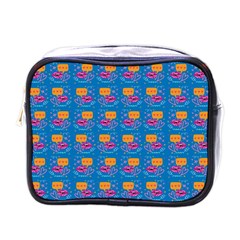 Speak Love Pattern On Blue Mini Toiletries Bag (one Side) by TetiBright