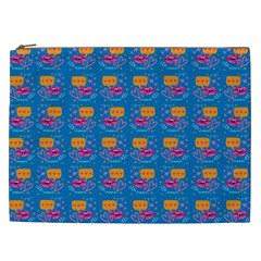 Speak Love Pattern On Blue Cosmetic Bag (xxl) by TetiBright