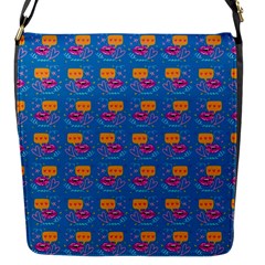 Speak Love Pattern On Blue Flap Closure Messenger Bag (s) by TetiBright