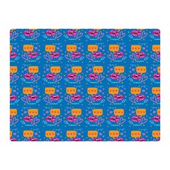 Speak Love Pattern On Blue Premium Plush Fleece Blanket (mini) by TetiBright