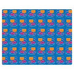 Speak Love Pattern On Blue Premium Plush Fleece Blanket (medium) by TetiBright