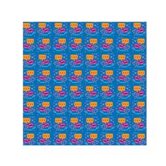 Speak Love Pattern On Blue Square Satin Scarf (30  X 30 ) by TetiBright