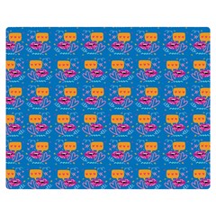 Speak Love Pattern On Blue One Side Premium Plush Fleece Blanket (medium)