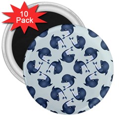 Blue Dolphins Pattern 3  Magnets (10 Pack)  by TetiBright