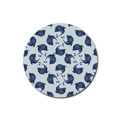 Blue Dolphins Pattern Rubber Round Coaster (4 Pack) by TetiBright