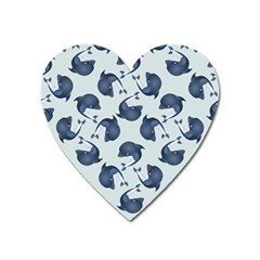 Blue Dolphins Pattern Heart Magnet by TetiBright