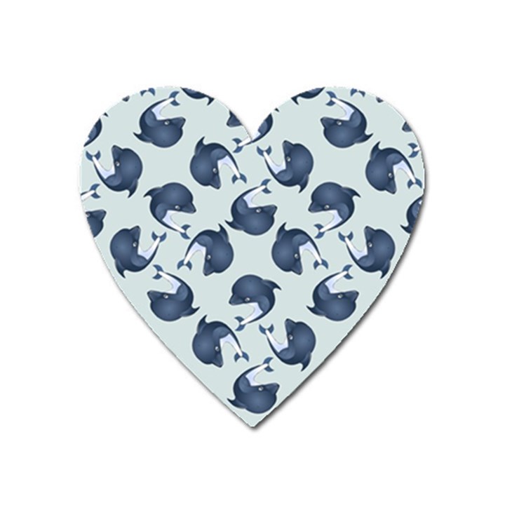 Blue Dolphins Pattern Heart Magnet