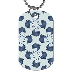 Blue Dolphins Pattern Dog Tag (one Side) by TetiBright