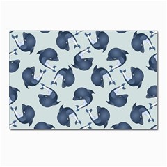 Blue Dolphins Pattern Postcard 4 x 6  (pkg Of 10) by TetiBright