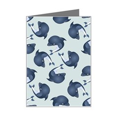 Blue Dolphins Pattern Mini Greeting Card by TetiBright