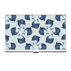 Blue Dolphins Pattern Business Card Holder by TetiBright