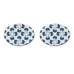 Blue Dolphins Pattern Cufflinks (Oval) Front(Pair)