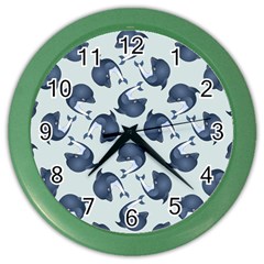 Blue Dolphins Pattern Color Wall Clock by TetiBright