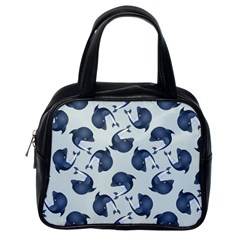 Blue Dolphins Pattern Classic Handbag (one Side) by TetiBright