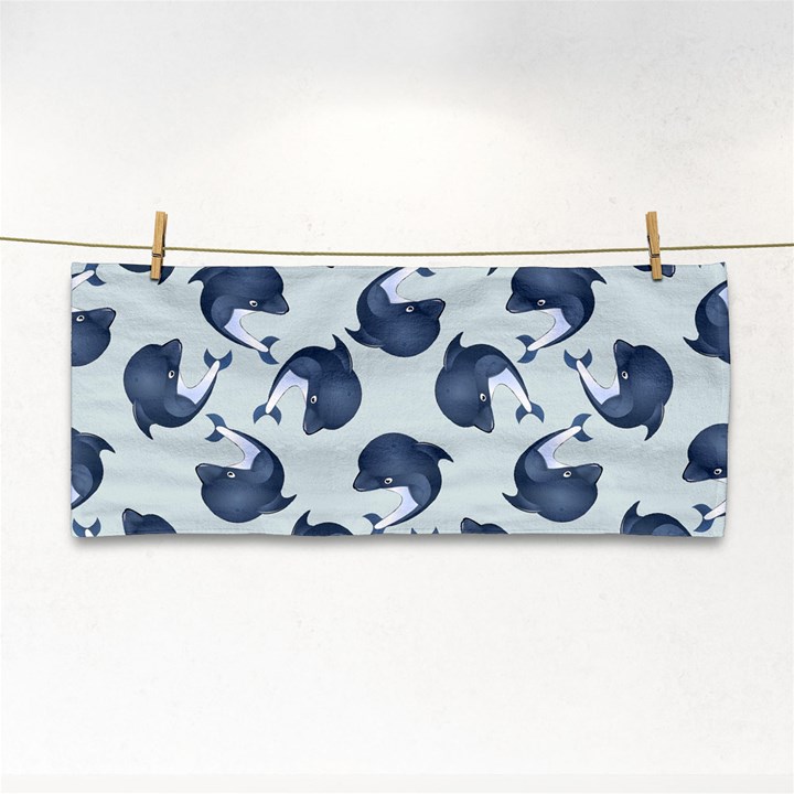 Blue Dolphins Pattern Hand Towel