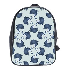 Blue Dolphins Pattern School Bag (large) by TetiBright