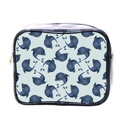 Blue Dolphins Pattern Mini Toiletries Bag (one Side) by TetiBright