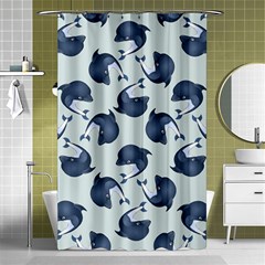 Blue Dolphins Pattern Shower Curtain 48  X 72  (small)  by TetiBright