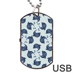 Blue Dolphins Pattern Dog Tag Usb Flash (one Side) by TetiBright