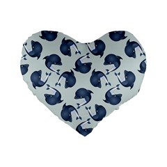 Blue Dolphins Pattern Standard 16  Premium Flano Heart Shape Cushions