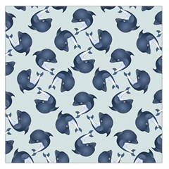 Blue Dolphins Pattern Square Satin Scarf (36  X 36 ) by TetiBright