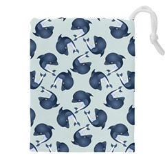 Blue Dolphins Pattern Drawstring Pouch (4xl) by TetiBright