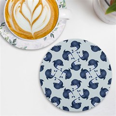 Blue Dolphins Pattern Uv Print Round Tile Coaster by TetiBright