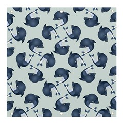 Blue Dolphins Pattern Banner And Sign 4  X 4  by TetiBright