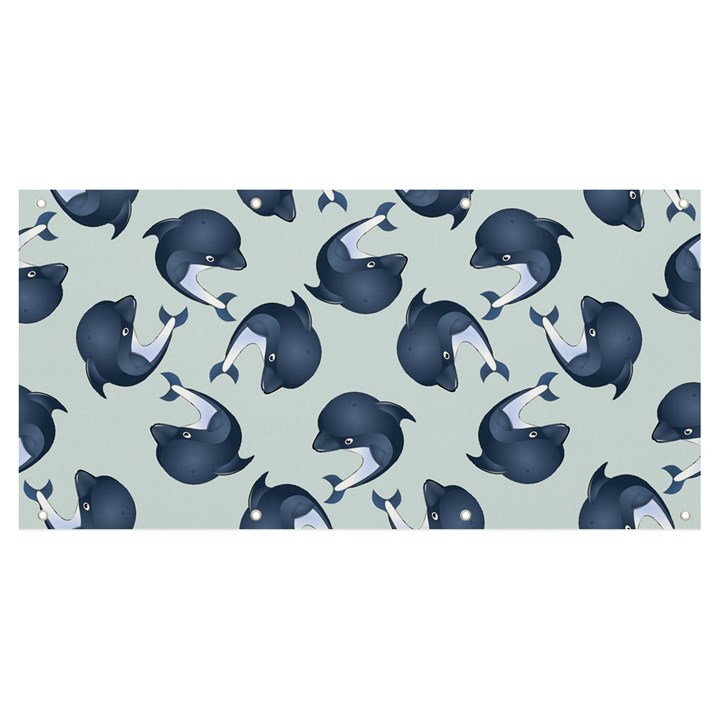 Blue Dolphins Pattern Banner and Sign 8  x 4 