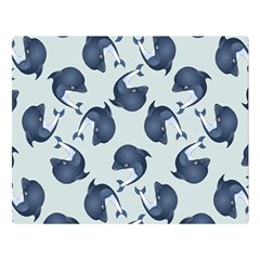 Blue Dolphins Pattern One Side Premium Plush Fleece Blanket (large) by TetiBright