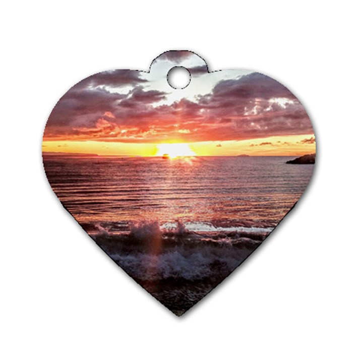 Tropical Sunset Dog Tag Heart (One Side)