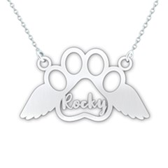 Personalized Name Pet Footprint - 925 Sterling Silver Name Pendant Necklace