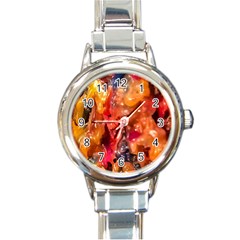 Multicolored Melted Wax Texture Round Italian Charm Watch by dflcprintsclothing