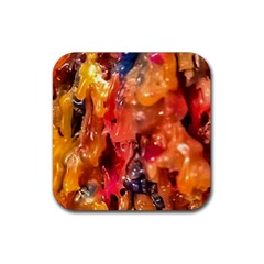 Multicolored Melted Wax Texture Rubber Coaster (square)