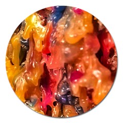 Multicolored Melted Wax Texture Magnet 5  (round) by dflcprintsclothing